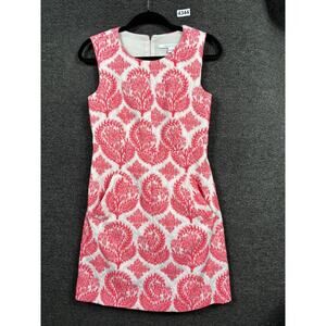 Diane Von Furstenberg Selene Dress Ruched Jersey Stretch Floral Womens 6 Red